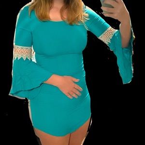 Bell-Sleeved Long Sleeve Bodycon Dress